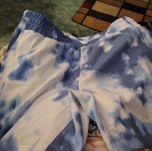 Blue and White Tie-Dye Shorts